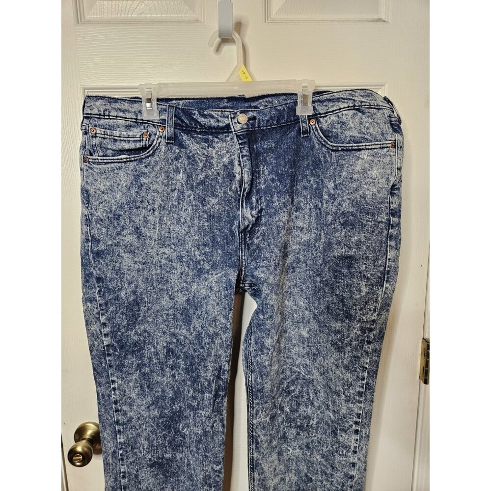 Levis 541 Jeans Mens 42x32 Blue Acid Wash Athletic Fit Taper Stretch Denim - Picture 2 of 13